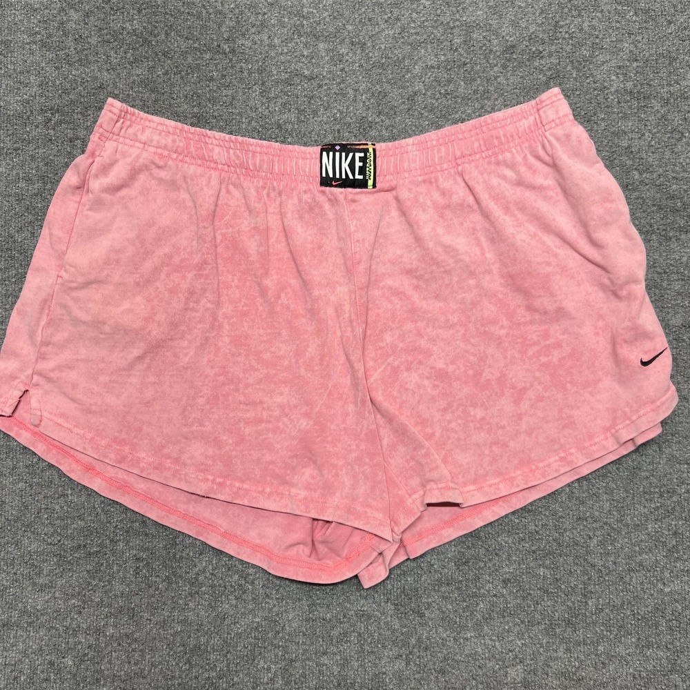 Nike Sweat Shorts Womens 1X Pink Cotton Elastic Waist 3 Inseam Athletic Lounge